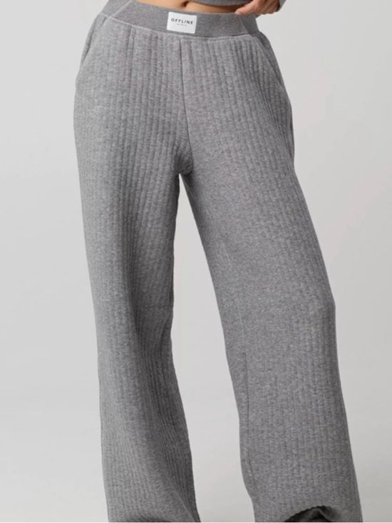 Offline Pants - OFFLINE Ribbed Knit Wide-Leg Joggers - Gray